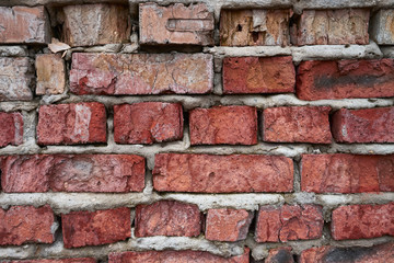 Red old worn brick wall texture background