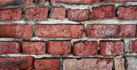 Red old worn brick wall texture background