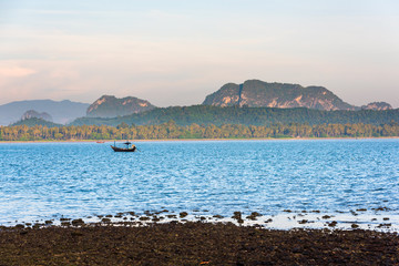 Fishing boat in the morning sea