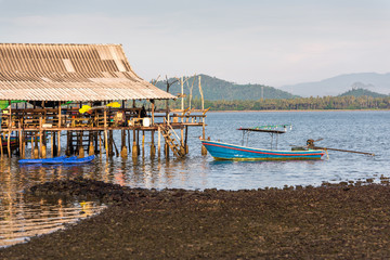 Fishing boat in the morning sea