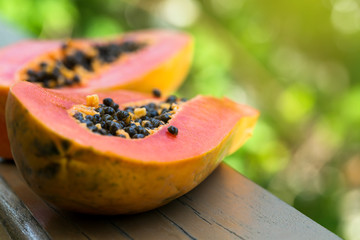 Slices of fresh cutted papaya