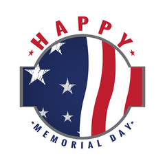 Isolated memorial day emblem on a white background, Vector illustration