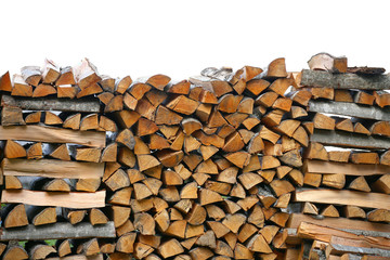 Stack of firewood. big pile of firewood for furnace, background.