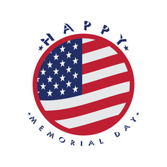 Isolated memorial day emblem on a white background, Vector illustration