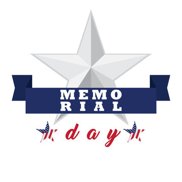Isolated memorial day emblem on a white background, Vector illustration