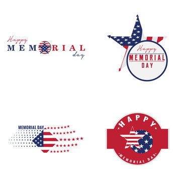 Set of memorial day emblems, Vector illustration