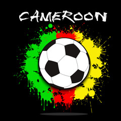 Soccer ball against the background of the Cameroon flag