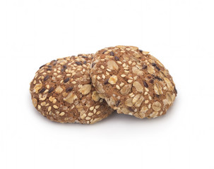 Dietary oatmeal cookies on a white background