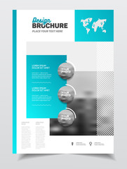 Business Brochure design. Annual report vector illustration template. Flyer corporate cover. Business presentation with photo and geometric graphic elements.