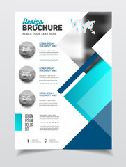 Business Brochure design. Annual report vector illustration template. Flyer corporate cover. Business presentation with photo and geometric graphic elements.