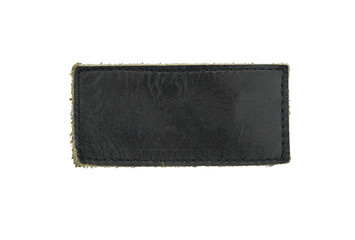 blank black leather label isolated