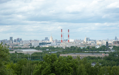 , View of the city from Vorobyovy Gory in Moscow