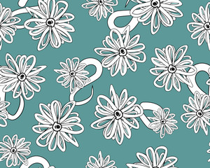 Seamless vector pattern with daisies