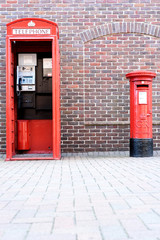 British Red Telephone Box and Post