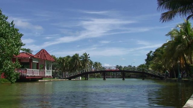 Pond in public park in Varadero, Cuba, wide shot