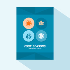 Fototapeta na wymiar Flyer or brochure cover flat design with four seasons icons