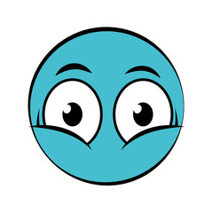 cartoon face with expressive eyes icon over white background colorful design vector illustration