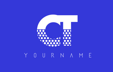 CT C T Dotted Letter Logo Design with Blue Background.