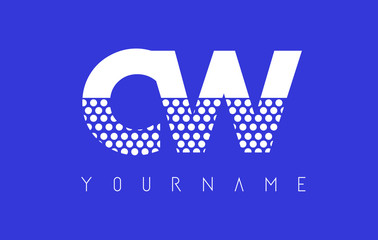 Fototapeta premium CW C W Dotted Letter Logo Design with Blue Background.