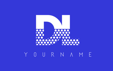 DL D L Dotted Letter Logo Design with Blue Background.