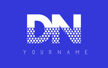 DN D N Dotted Letter Logo Design with Blue Background.