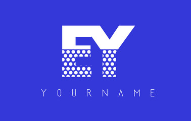 EY E Y Dotted Letter Logo Design with Blue Background.