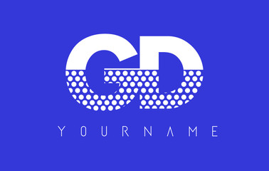 GD G D Dotted Letter Logo Design with Blue Background.
