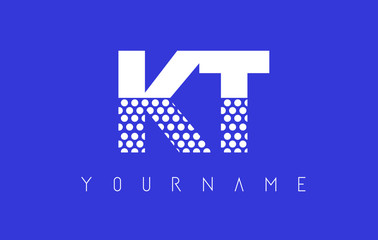 KT K T Dotted Letter Logo Design with Blue Background.