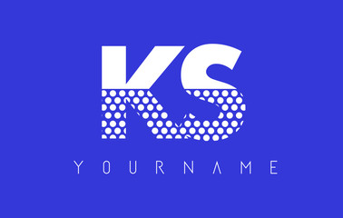 KS K S Dotted Letter Logo Design with Blue Background.