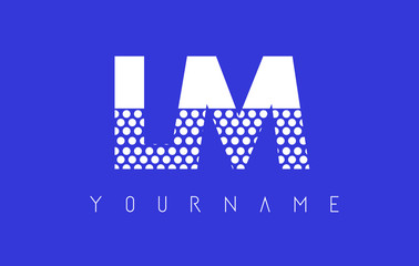 LM L M Dotted Letter Logo Design with Blue Background.