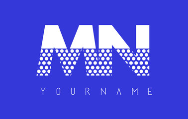 MN M N Dotted Letter Logo Design with Blue Background.