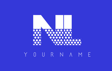 NL N L Dotted Letter Logo Design with Blue Background.