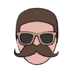 hipster man wearing glasses icon over white background colorful design vector illustration