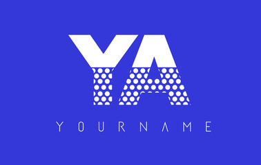 YA Y A Dotted Letter Logo Design with Blue Background.