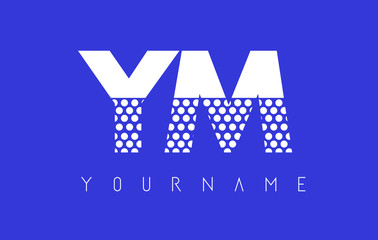 Fototapeta premium YM Y M Dotted Letter Logo Design with Blue Background.