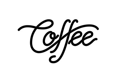 Coffee. Linear lettering isolated on white background
