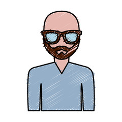 hipster man wearing glasses icon over white background colorful design vector illustration