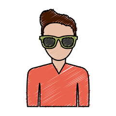 hipster man wearing glasses icon over white background colorful design vector illustration