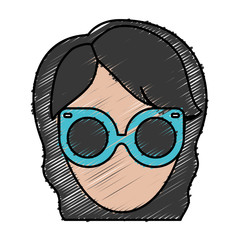 hipster woman wearing glasses icon over white background colorful design vector illustration
