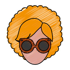 hipster woman wearing glasses icon over white background colorful design vector illustration