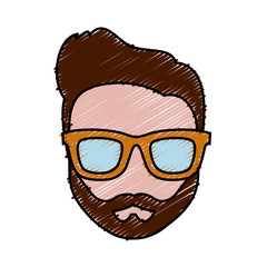 hipster man wearing glasses icon over white background colorful design vector illustration