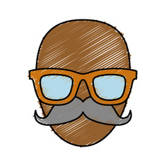 hipster man wearing glasses icon over white background colorful design vector illustration