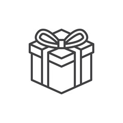 Gift box line icon, outline vector sign, linear style pictogram isolated on white. Present symbol, logo illustration. Editable stroke. Pixel perfect
