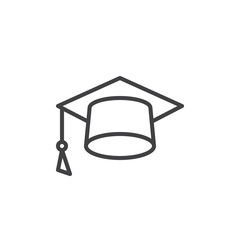 Mortarboard line icon, Square academic cap outline vector sign, linear style pictogram isolated on white. Symbol, logo illustration. Editable stroke. Pixel perfect