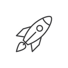Rocket line icon, outline vector sign, linear style pictogram isolated on white. Startup symbol, logo illustration. Editable stroke. Pixel perfect