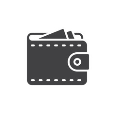 Wallet icon vector, filled flat sign, solid pictogram isolated on white. Symbol, logo illustration. Pixel perfect