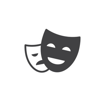 Theater masks icon vector, filled flat sign, solid pictogram isolated on white. Symbol, logo illustration. Pixel perfect