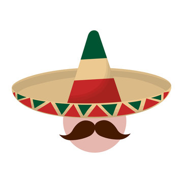 man with mexican hat icon over white background colorful design vector illustration