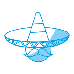 man with mustache and mexican hat icon over white background vector illustration