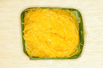 Golden threads is Thai dessert. Is unique to Thailand.